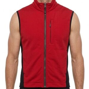 Ibex Merino Wool Cycling Vest Mens Large Red Black Made in USA Full Zip Gorpcore